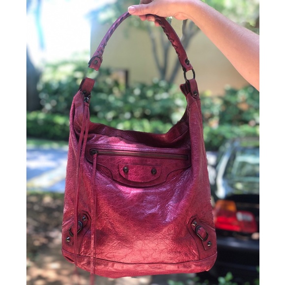 Balenciaga Handbags - Balenciaga Magenta Hot Pink Whipstitch Bag